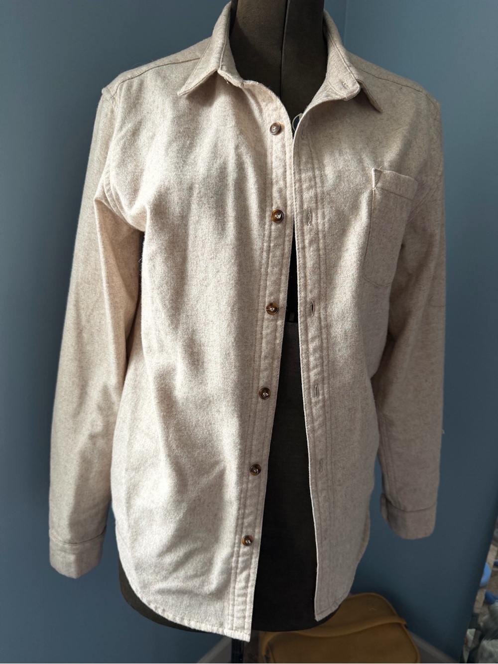 Rhythm. Light Beige Button-Down Wool Shirt Jacket